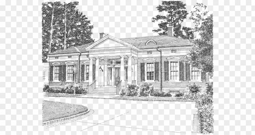 Classical Architecture Drawing House Sketch PNG