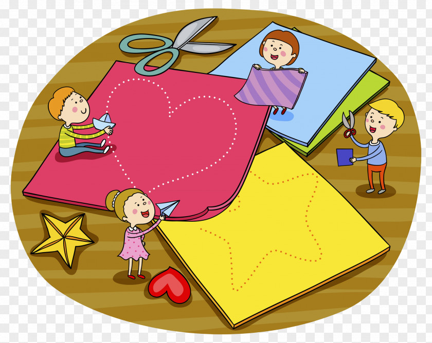 Hand Painted Child Paper Illustration PNG