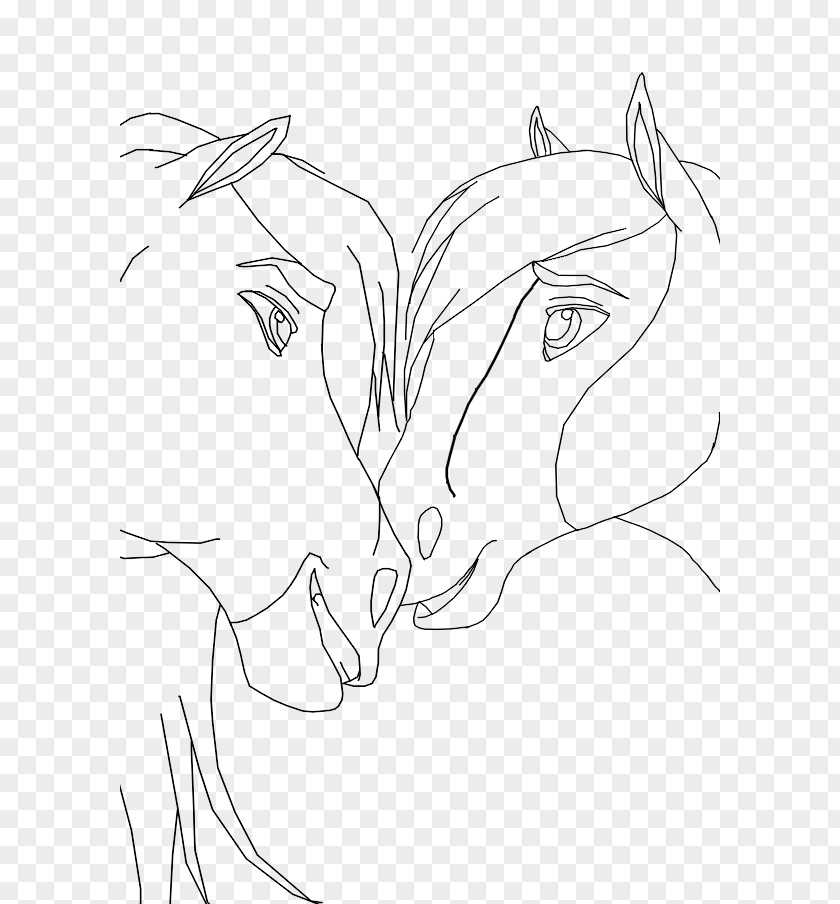 Spirit Stallion Horse Line Art Drawing Black And White PNG