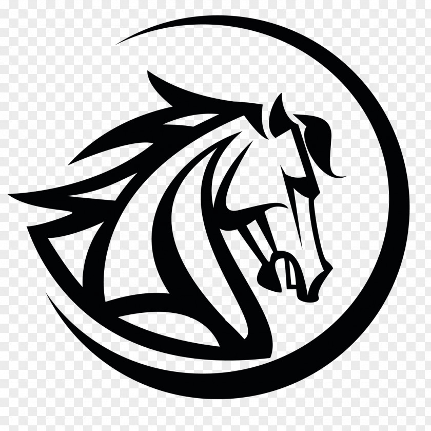 Horseshoe Mustang Stallion Logo Black PNG