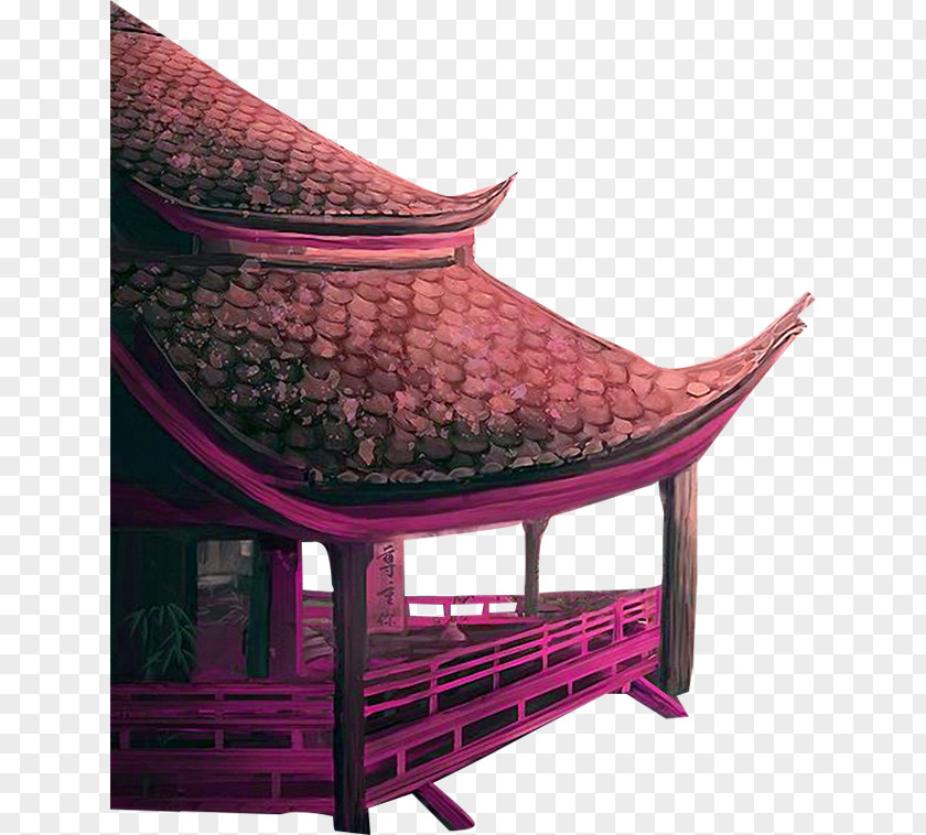 Purple Chinese Style Building Decoration Pattern Download Roof Template PNG