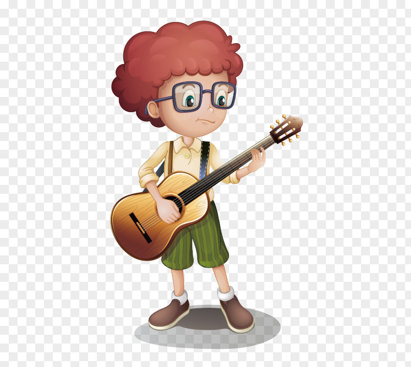 Cartoon Hand-painted Guitar Boy PNG hand-painted guitar boy clipart PNG