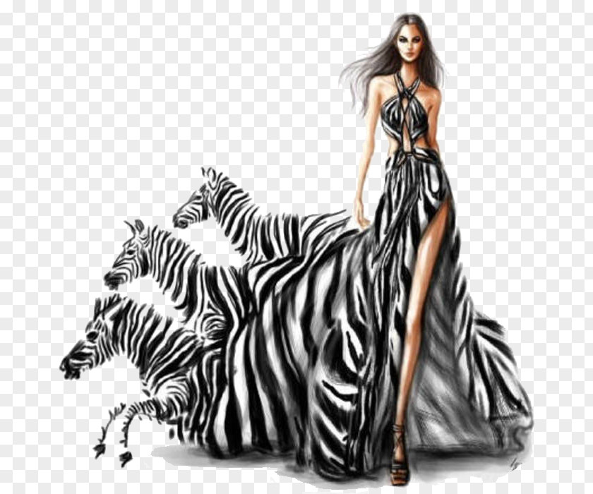 Creative Hand-painted Zebra Dress Creativity PNG