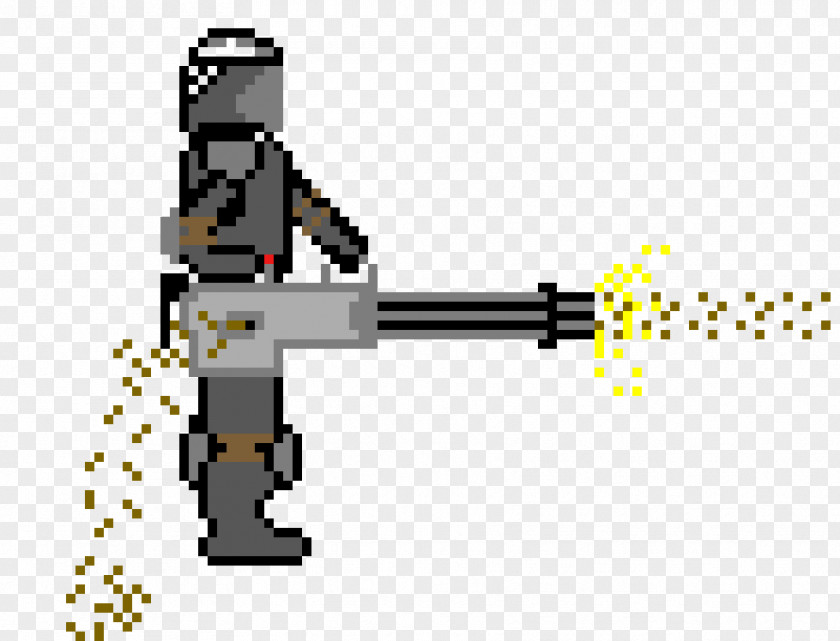 Pixel Art Minigun Weapon Cartoon PNG