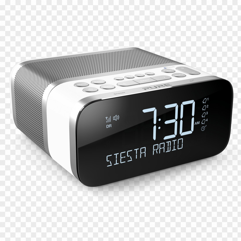 Pure White Digital Audio Broadcasting Radio FM Alarm Clocks PNG