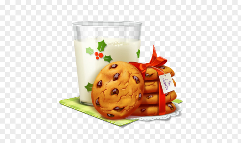 Serving Breakfast Frosting & Icing Chocolate Chip Cookie Biscuits Christmas Milk PNG