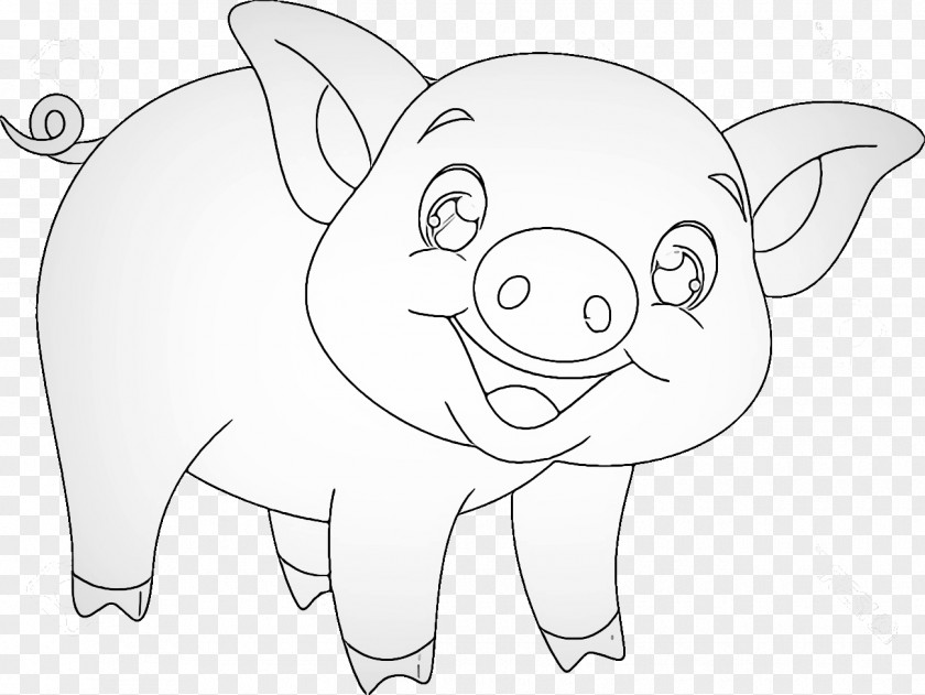 Suidae Head Line Art White Cartoon Snout Domestic Pig PNG