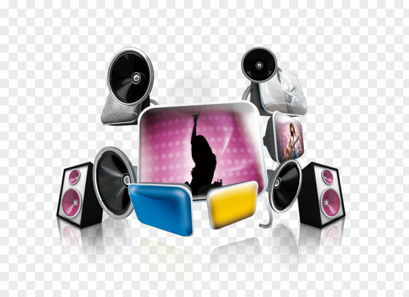 Color Cartoon Dynamic Speaker Stereo Speakers Download PNG