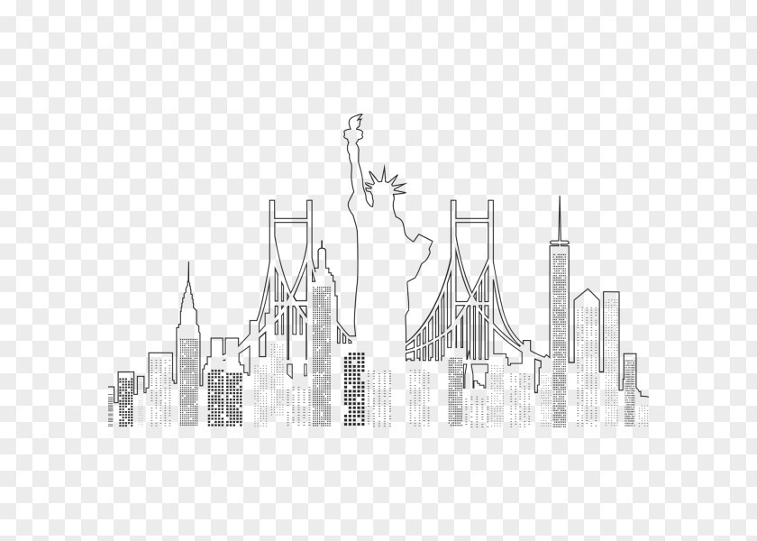Design New York City Skyline Architecture Silhouette PNG