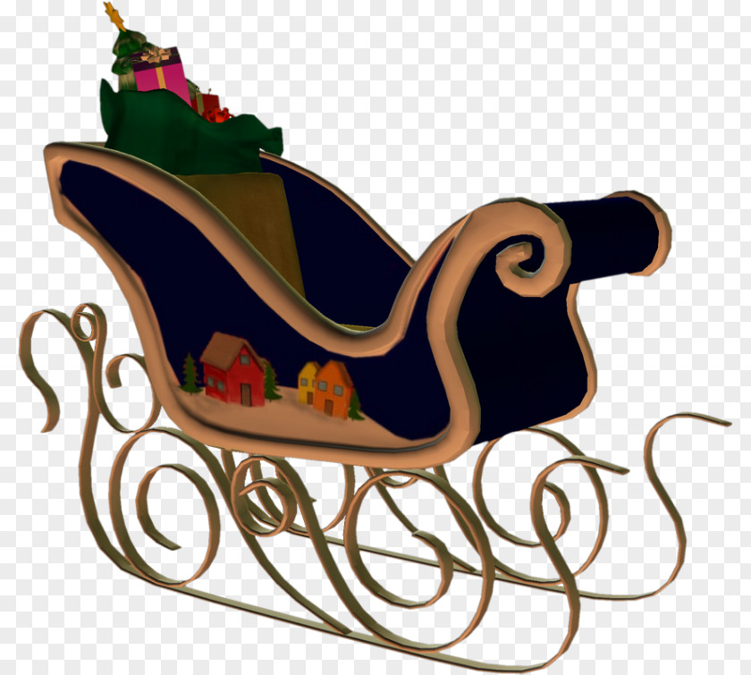 Folk Santa Claus Sled Christmas Clip Art PNG