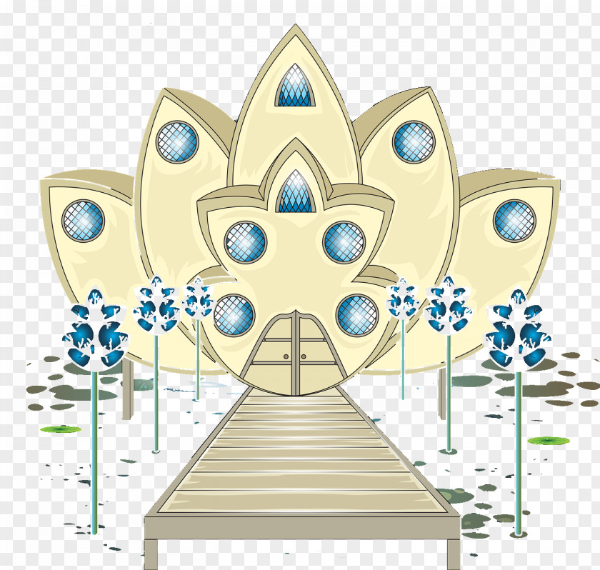 Lotus Shape Building Plans Architecture Illustration PNG