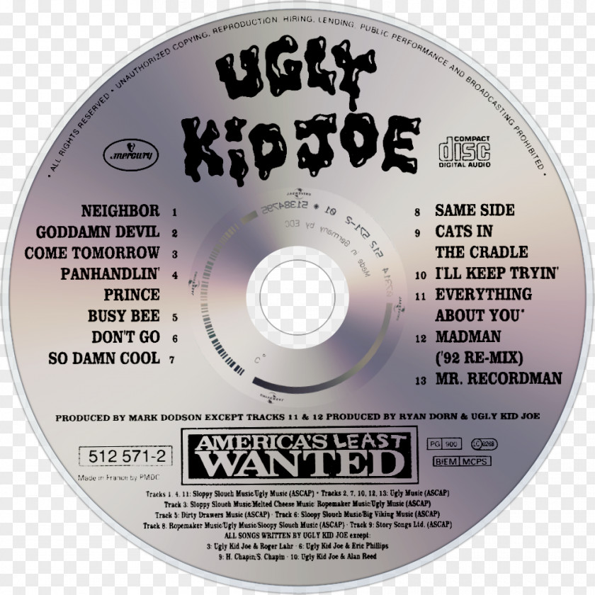 Vitalogy Ugly Kid Joe America's Least Wanted Everything About You Compact Disc Album PNG