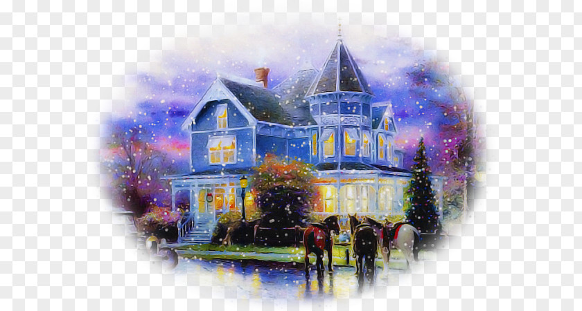 Winter Visual Arts Watercolor Paint Painting House Home PNG