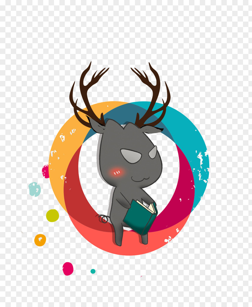 Black Christmas Deer Reindeer Poster PNG