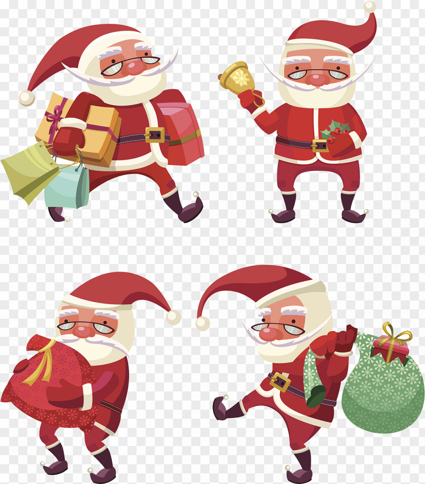 Santa Claus Presents Gift Christmas Illustration PNG