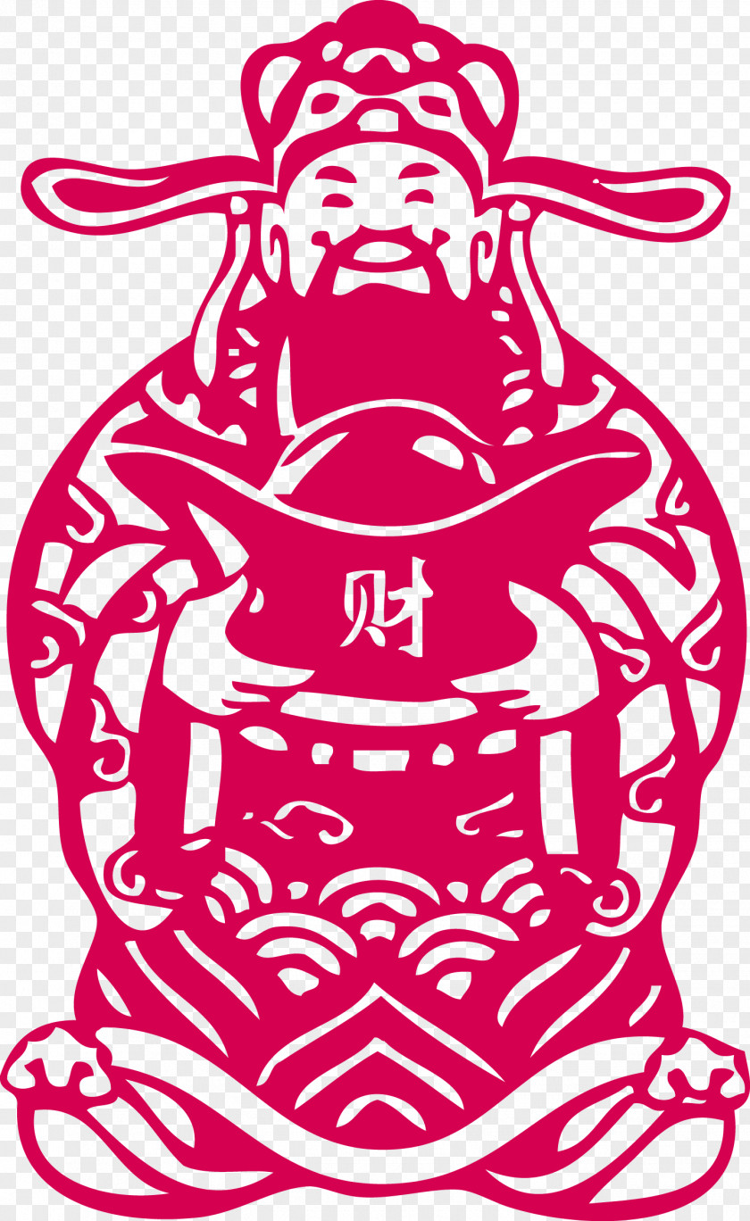 God Of Wealth Ingot Chinese New Year Caishen Paper Cutting Gods And Immortals PNG