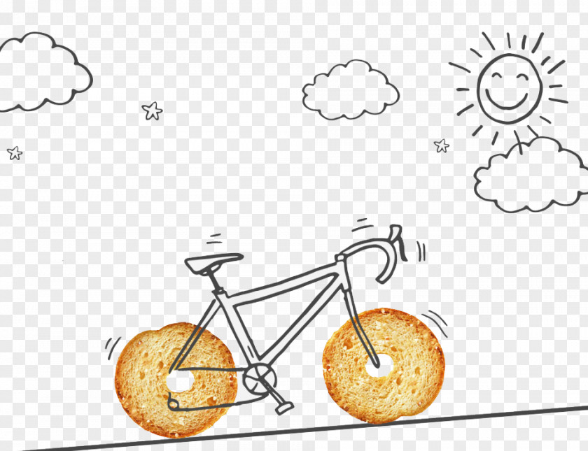 Creative Hand-painted Bread Bicycle Pattern Logo Clip Art PNG