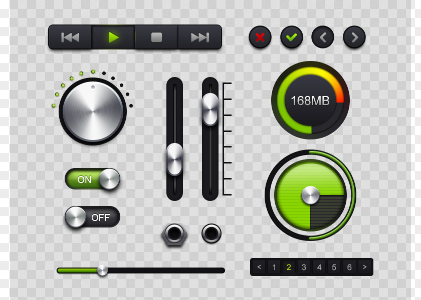 Fluorescent Green Button UI User Interface Design PNG