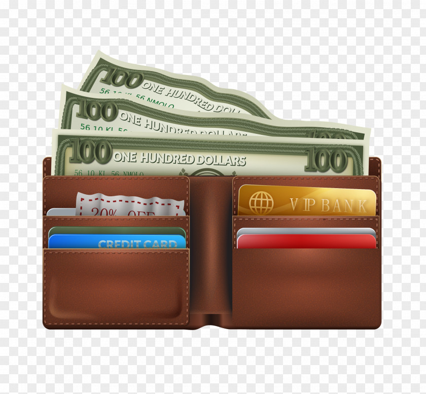 Vector Color Purse Dollar Money Wallet Leather Handbag Icon PNG