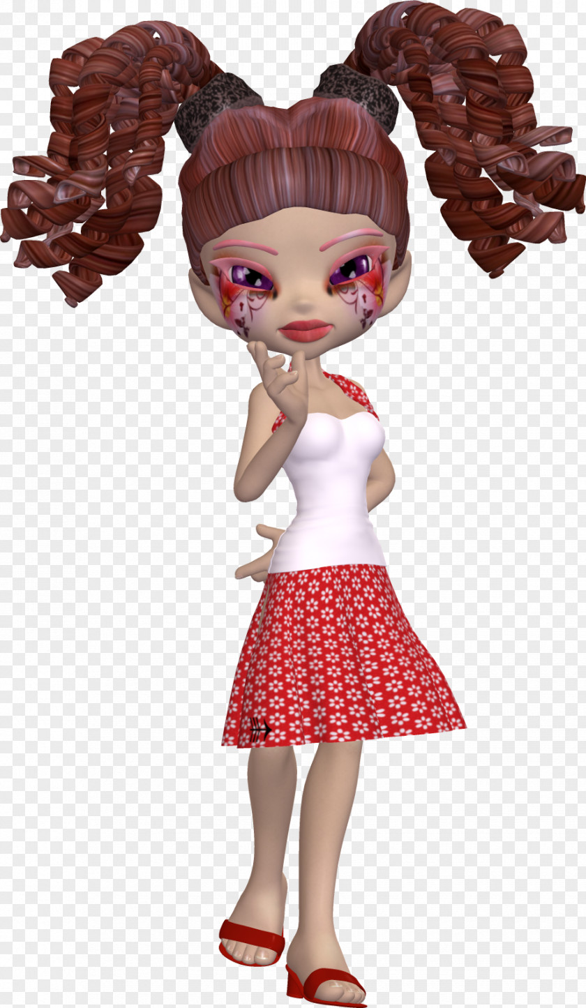Design Brown Hair Doll Cartoon PNG