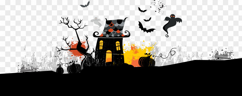 Vector Horror Cabin Halloween Poster Clip Art PNG