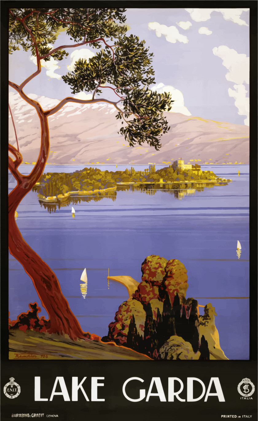 Vintage Lake Cliparts Garda Como Garda, Veneto Poster PNG