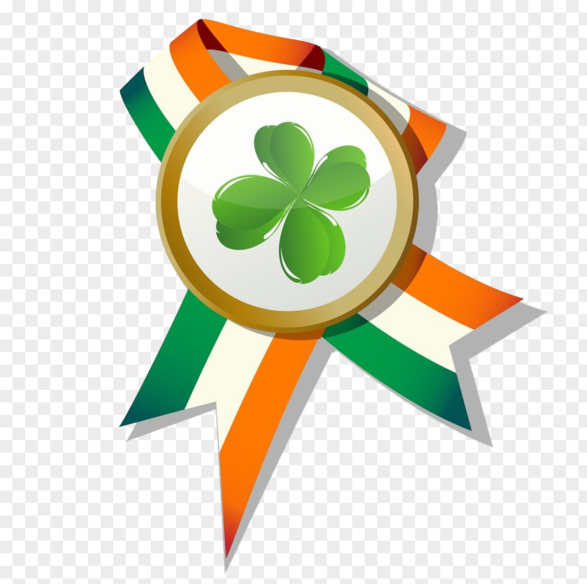 Clover Badge Illustration Ireland Saint Patricks Day Four-leaf PNG
