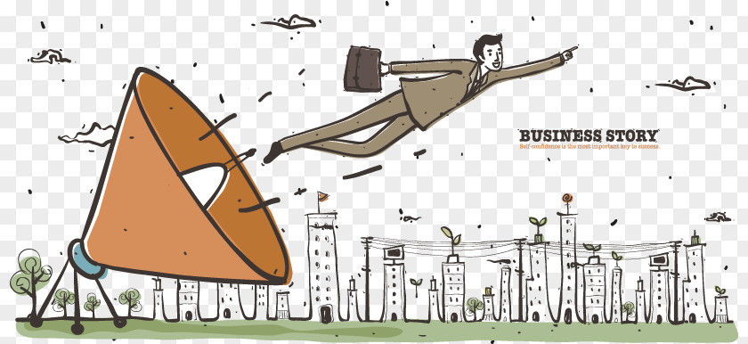 Flying Business People Cartoons Cartoon Illustration PNG