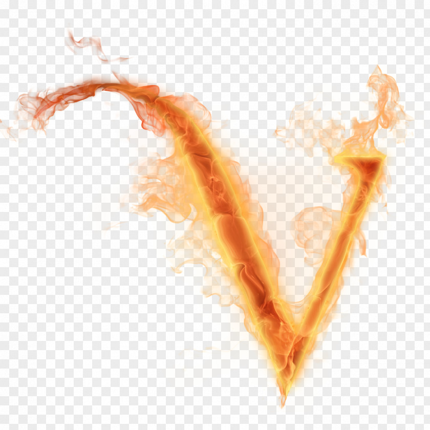Flame Letter Alphabet V Combustion PNG