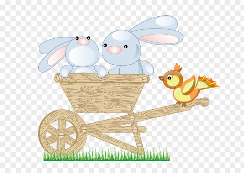 Vector Bird Bunny Carts Easter Rabbit Clip Art PNG