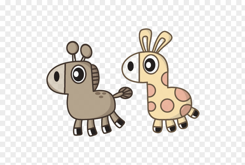Creative Cartoon Deer Giraffe Illustration PNG