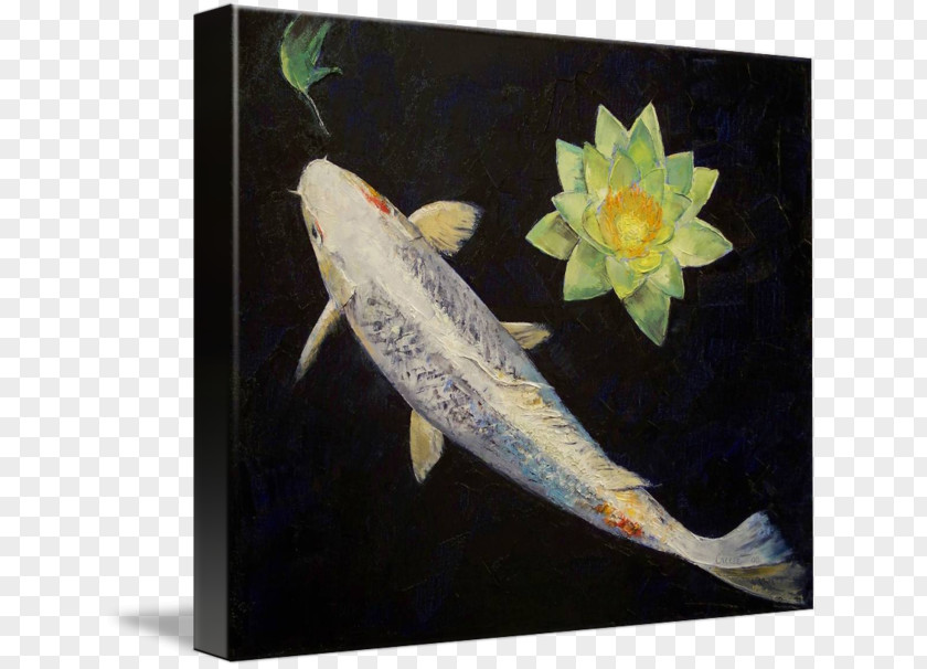 Platinum Butterfly Koi Canvas Print Gallery Wrap PNG