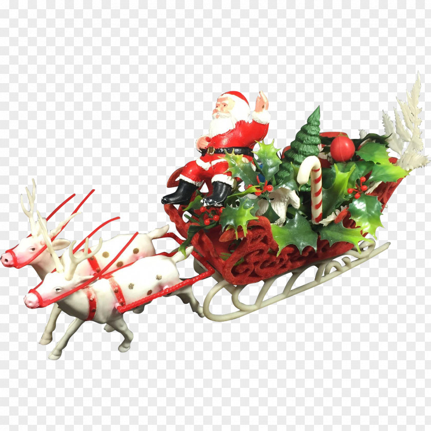 Santa Sleigh Christmas Ornament Decoration Flower Plant PNG
