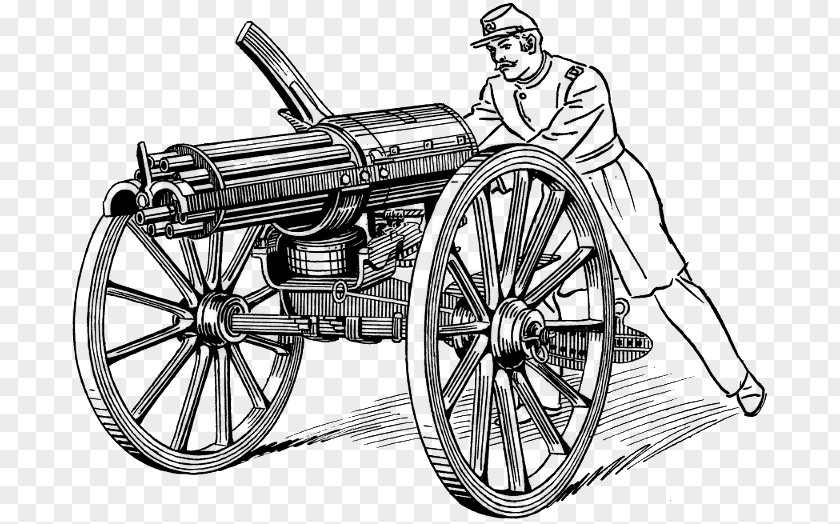 Gatling Gun M197 Electric Cannon Artillery Firearm Drawing PNG