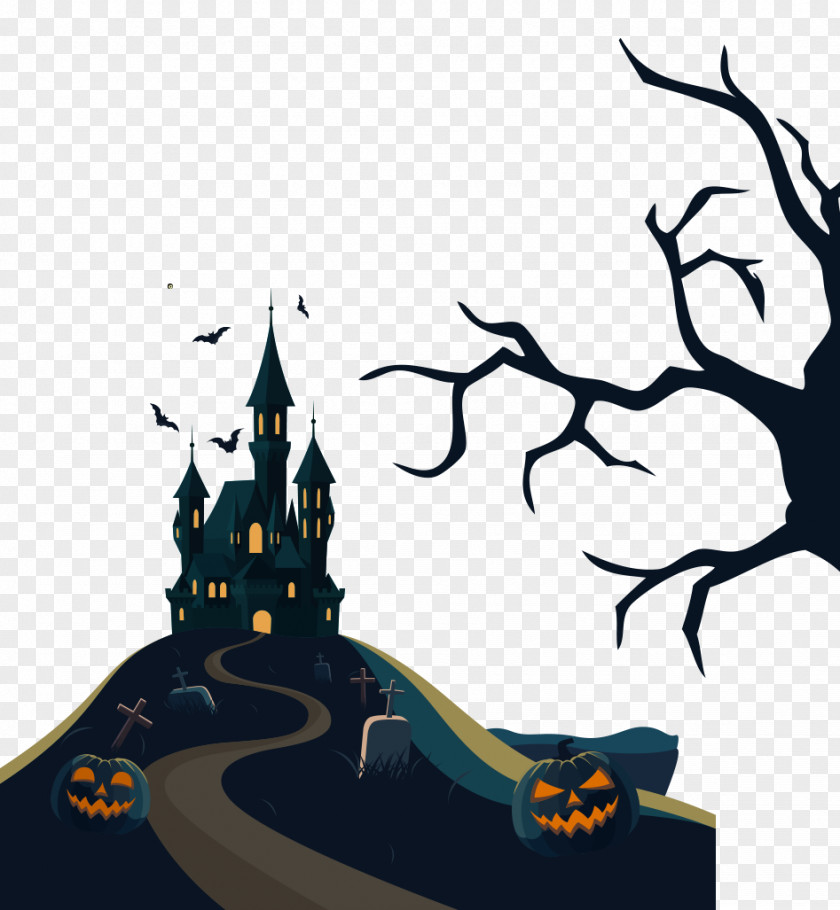 Halloween Haunted House Ghost Illustration PNG