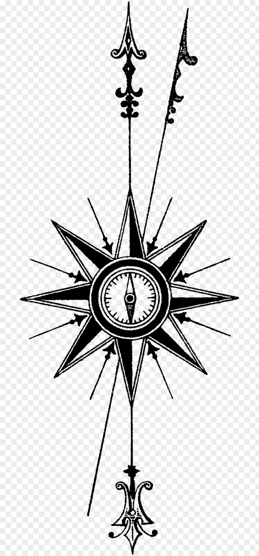 North Point True Compass Rose Tattoo PNG