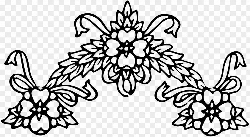 Floral Wreath Flower Black And White Design Clip Art PNG