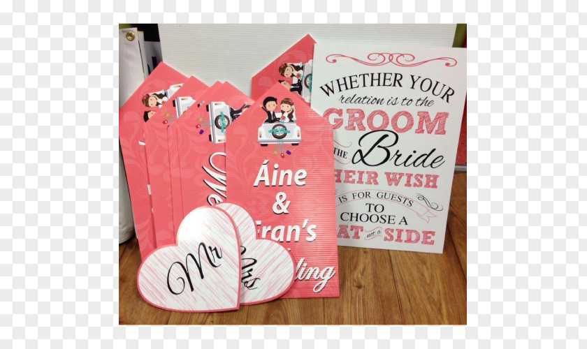 Wedding Sign Paper Pink M Font Gift Design PNG
