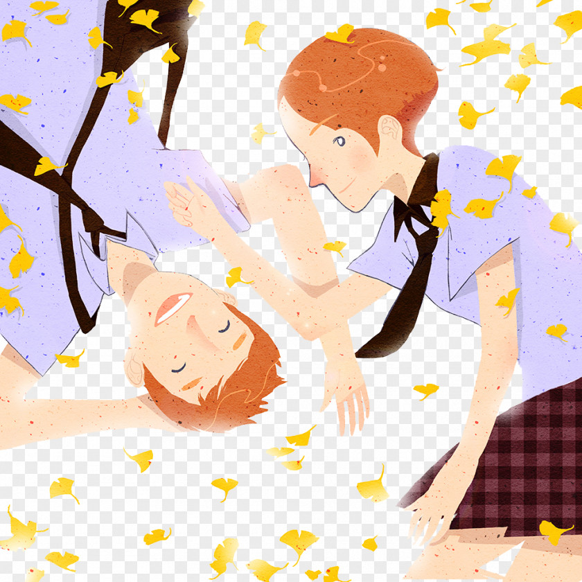 Campus Couple Illustration PNG