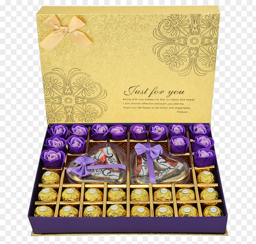 Roses And Chocolate Box Praline Gift PNG