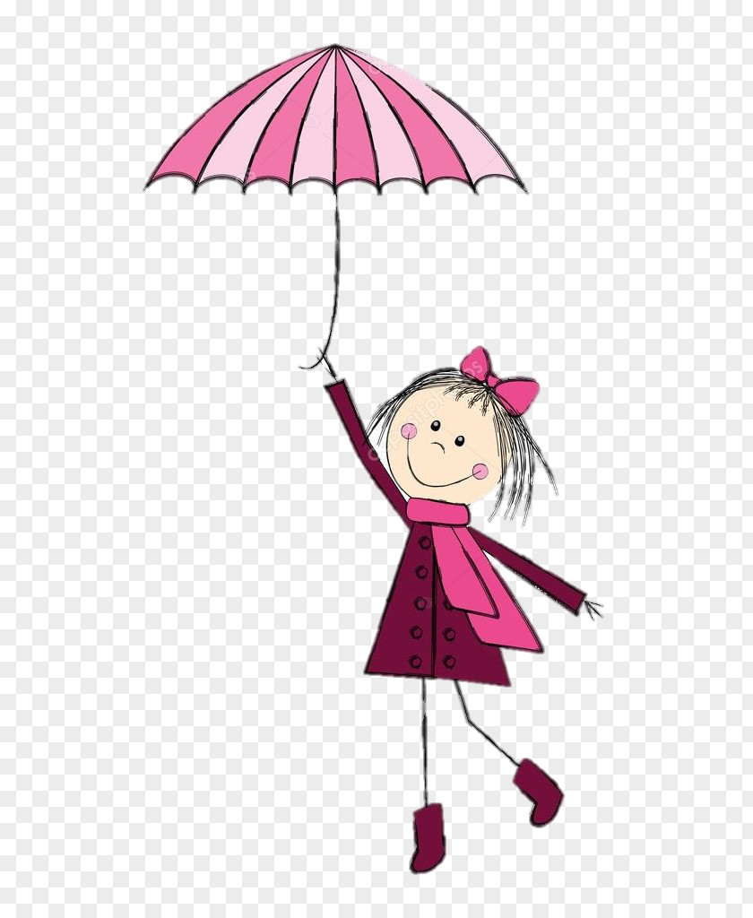 Magenta Cartoon Umbrella PNG