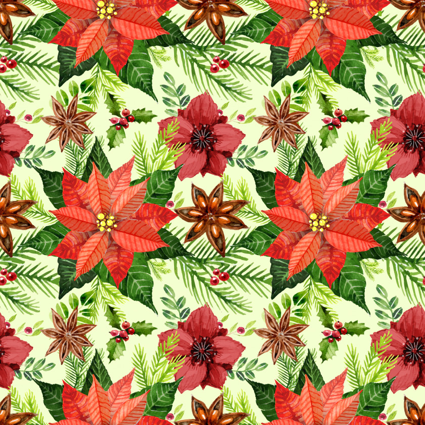 Red Poinsettia Seamless Background Vector Material Flower Christmas PNG