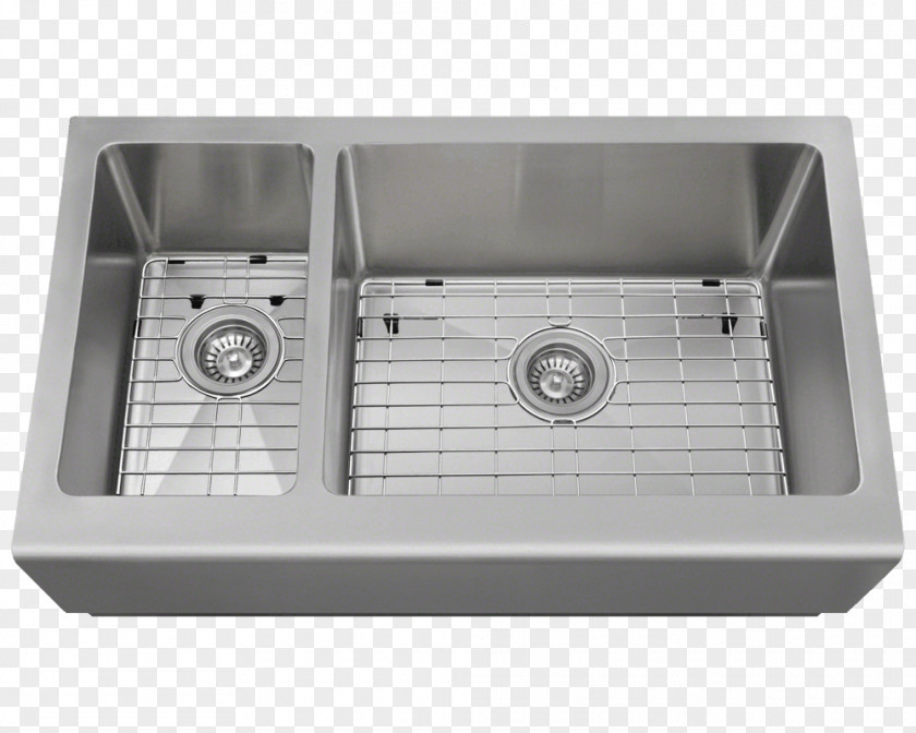 Sink Brushed Metal Stainless Steel Kitchen Farmhouse PNG