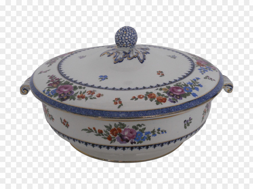 Hand Painted Vegetables Tureen Ceramic Blue And White Pottery Lid PNG