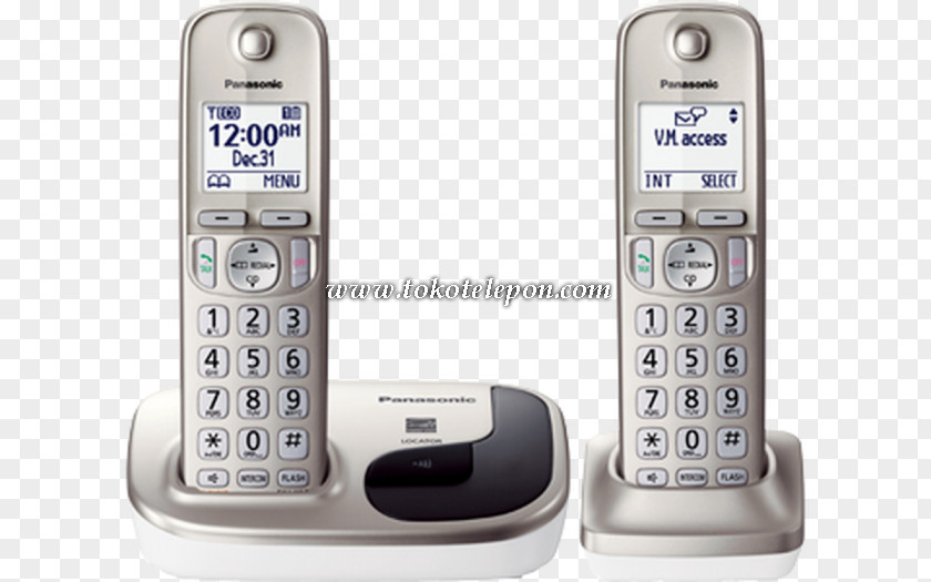 Silver Handset Digital Enhanced Cordless TelecommunicationsWireless Headset With Phone Telephone Panasonic KX-TGC212S Dect 6.0 1.90 Ghz PNG