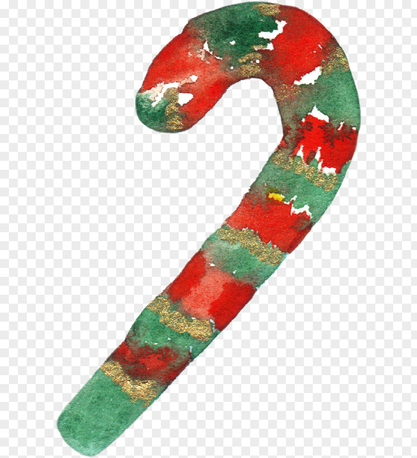 Hand-painted Christmas Cane Candy Santa Claus PNG