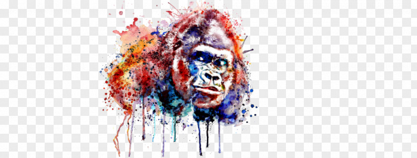 Painting Gorilla Watercolor Art PNG