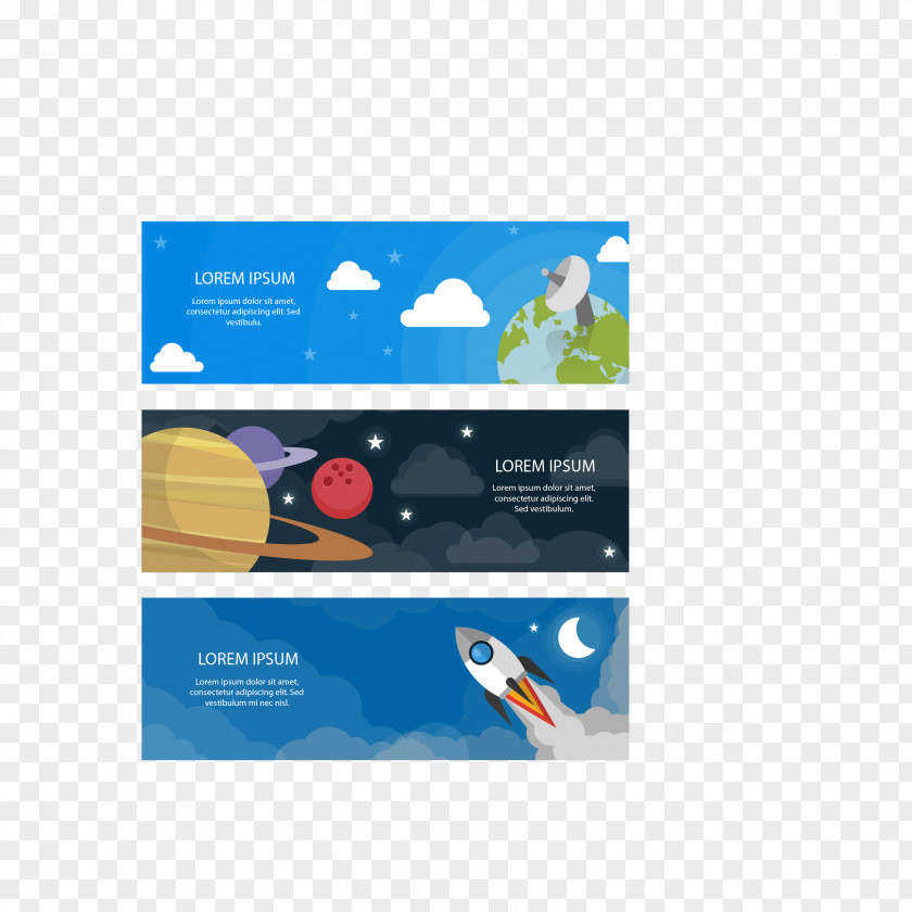 Vector Color Outer Space Science Banner Flat Design Web Advertising PNG