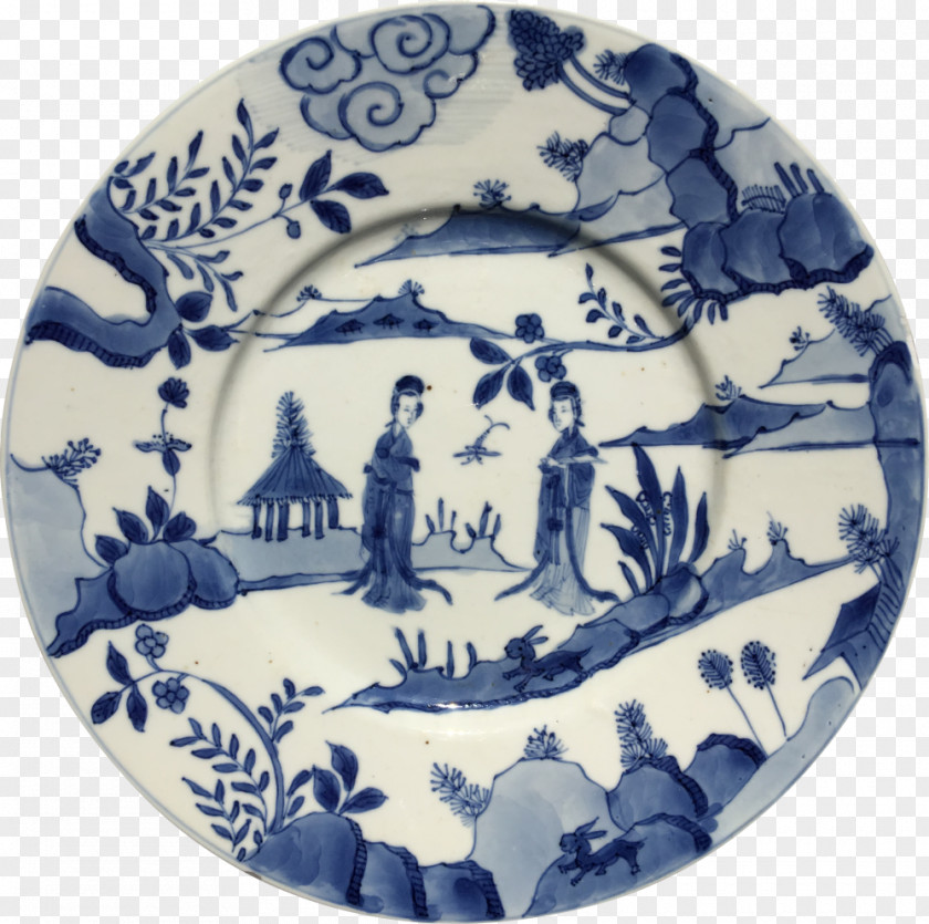 Plate Blue And White Pottery Chinese Ceramics Export Porcelain PNG