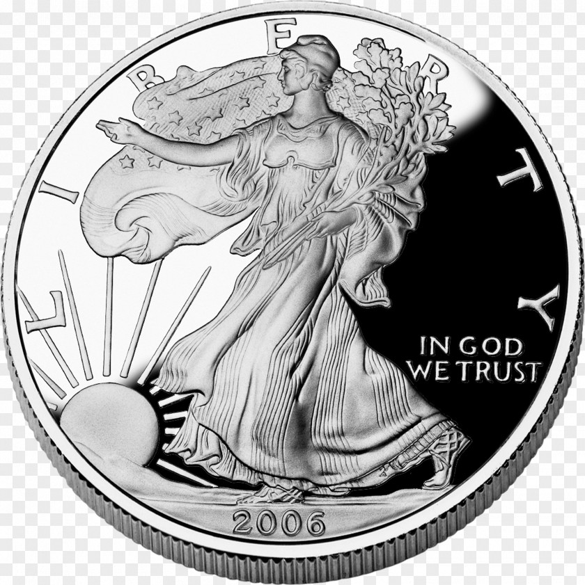 Silver Coin American Eagle Dollar United States Mint PNG